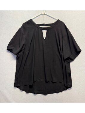 Black Keyhole Blouse Plus Size 26/28W By Cato